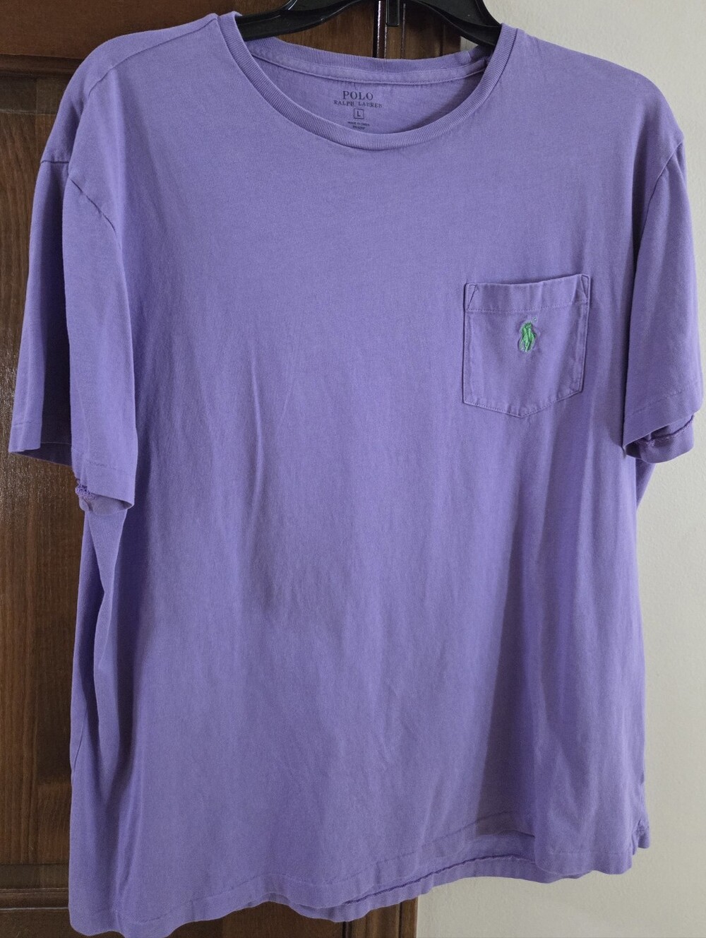 Polo by Ralph Lauren Lavender Short Sleeve Pocket Tee with Green Pony, L